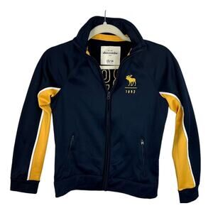 Abercrombie Kids Full Zip Jacket Size 13/14 XL Navy Blue Yellow Boys Long Sleeve